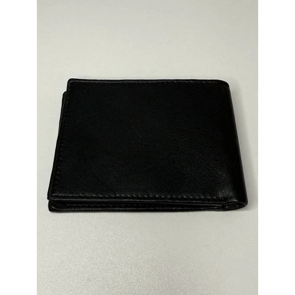 Genuine Leather Black Bifold Wallet ID Window Card Holder 3.5x4.5